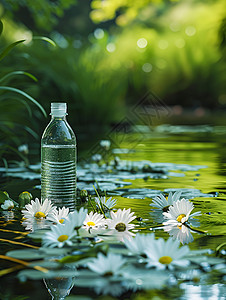 水瓶与雏菊背景图片