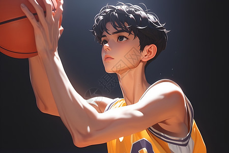 篮球动漫亚洲青年打篮球插画