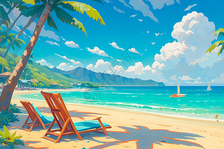 夏日浪漫沙滩背景图片
