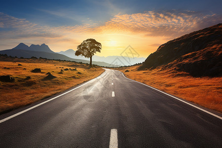 太阳公路安静的公路背景