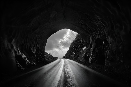 黑色的隧道洞穴通道高清图片