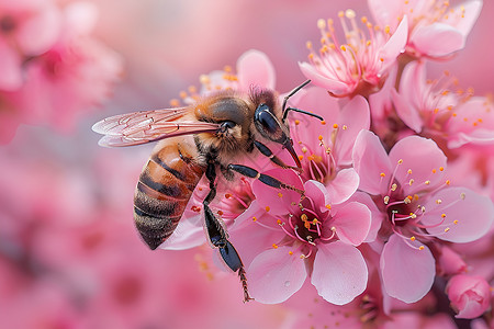 花瓣中的蜜蜂背景图片