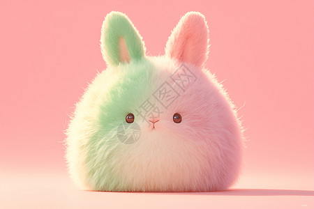 绿色亮粉可爱的粉绿色棉花糖兔子插画