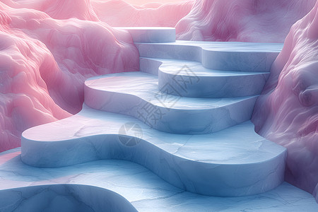 粉色冰山上的楼梯背景图片