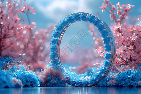 蓝色的花环背景图片