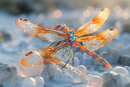 蜻蜓翅膀美丽蜻蜓插画