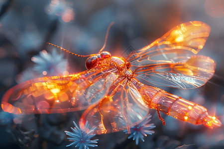 晶莹剔透的玻璃蜻蜓背景图片