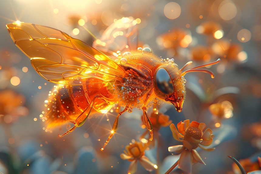 阳光下的玻璃蜜蜂图片