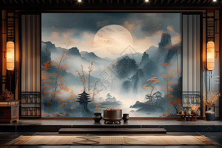 竹蒸笼室内中式竹林设计图片