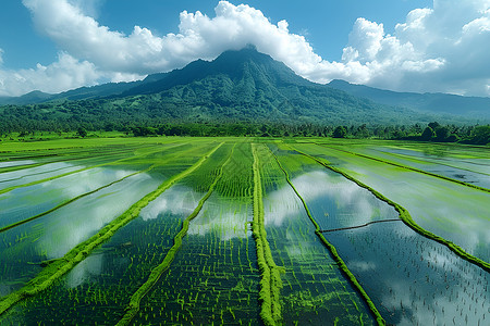 农田土壤无人机俯拍的稻田背景