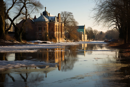 冬日河畔背景图片
