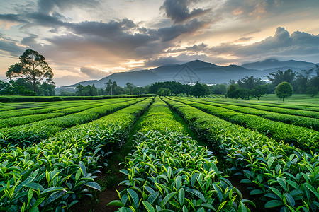 树木种植茶园风光背景