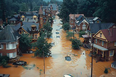 自然破坏城市被水淹没背景