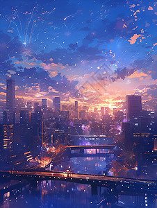 夜幕下的都市背景图片