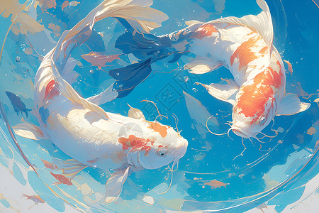 鱼类动物美丽的锦鲤插画