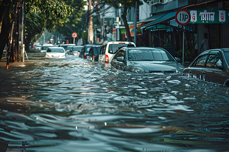 被淹没被水淹没的街道背景