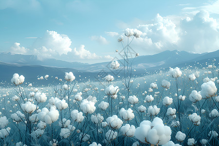 美丽的棉花田背景图片