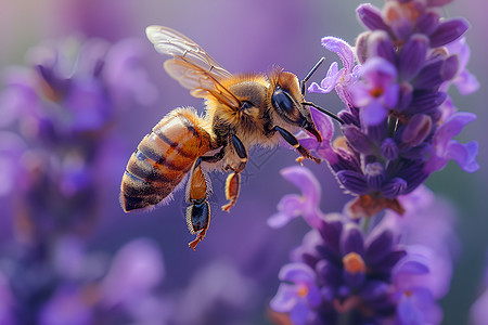 蜜蜂飞舞在花海之上高清图片