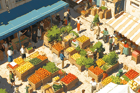 市场蔬菜农贸市场插画