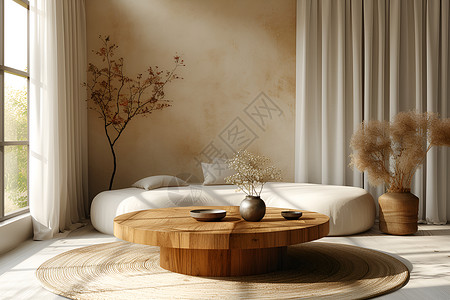 极简的木质桌背景图片