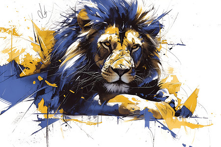 水彩狮子绘画背景图片