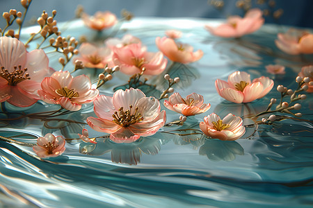 花朵圆环浮在水面的花朵设计图片