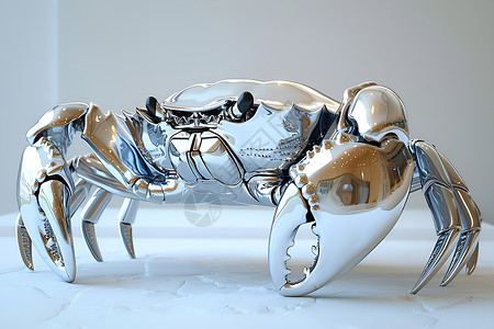 镜面金属银色镜面不锈钢螃蟹设计图片