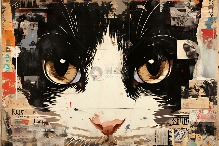 绚丽的猫街头艺术图片