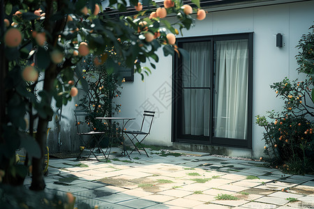 现代户外庭院与房子高清图片