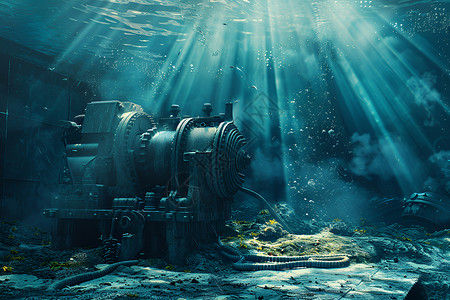 海底光线水中的吸水泵背景