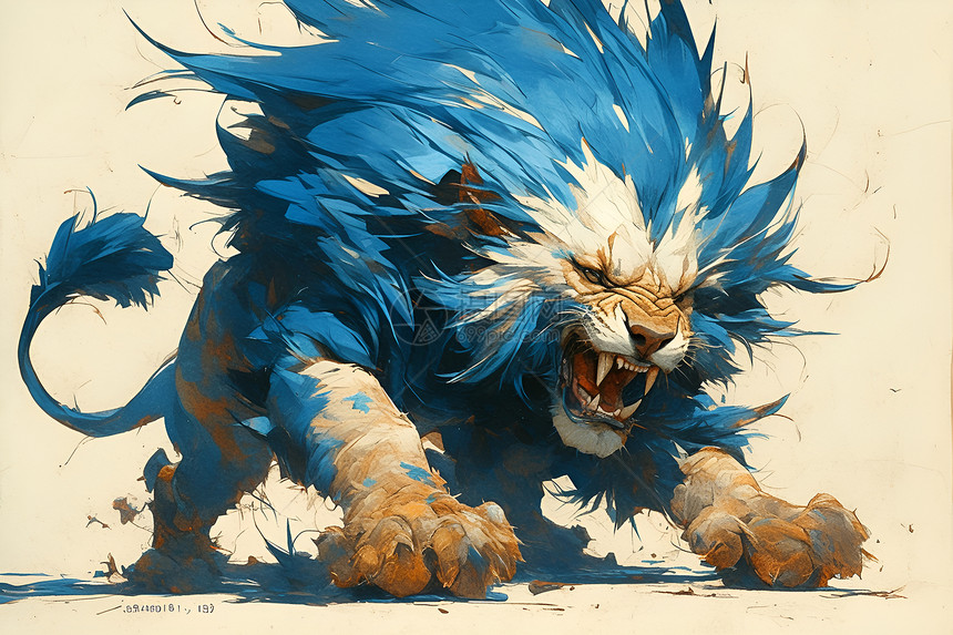 凶猛的蓝色狮子图片