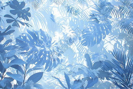 蓝色流光特效蓝色的植物插画