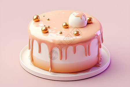 金色蛋糕金色装饰的蛋糕插画