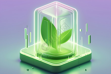 玻璃平台绿色能源玻璃材质插画