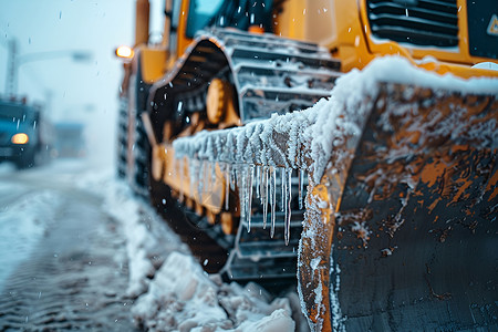 冬天结冰的铲车背景图片