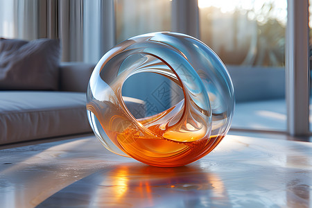 科技感圆环美丽的玻璃球背景