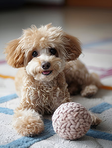 狗玩玩毛绒球的小狗背景
