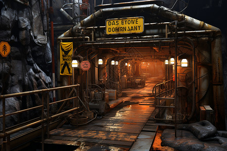 矿场煤矿的危险区域插画