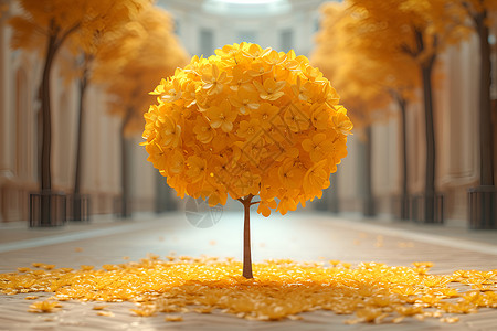 黄色树枝花朵一束黄色树枝插画