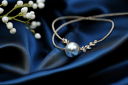 美丽的珍珠项链背景图片