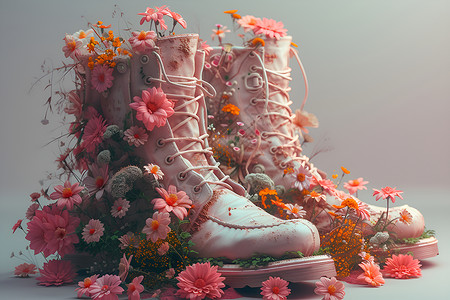 花卉艺术靴子背景图片