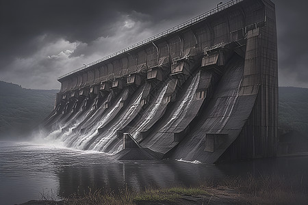 世纪之初的水力发电大坝背景图片