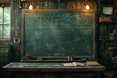 复古教室的黑板背景图片