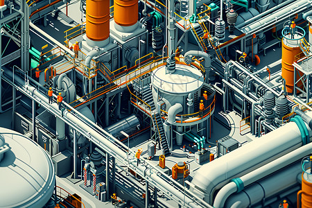 复杂环境生机勃勃的生物气体工厂插画