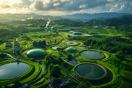 生物气体宜居生态自然幻境背景