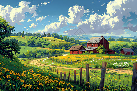 朴实农场美丽风景背景图片