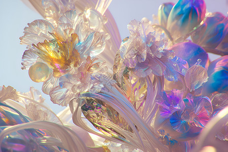 抽象的玻璃花朵背景图片