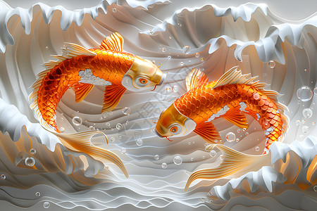 国庆雕塑设计设计的金鲤鱼雕塑插画