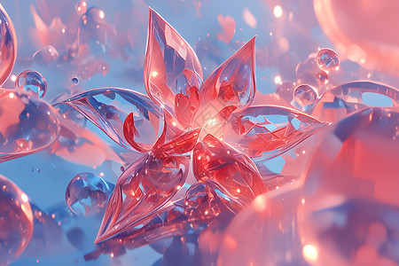 创作的水晶花朵背景图片