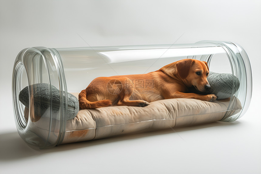 充气玻璃瓶里的狗图片